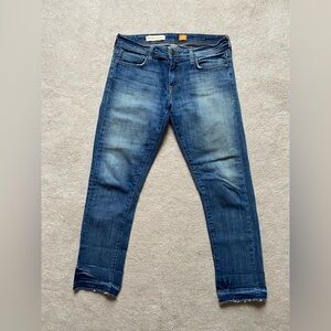 Pilcro and the Letterpress Fit Hyphen Straight Leg Distressed Jean Size 27 Blue